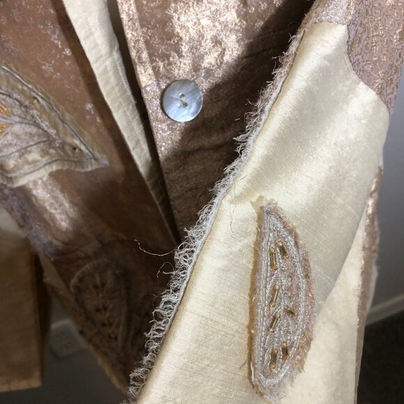 Yak Magik 100% Silk Embroidered Patchwork Jacket | Luxe Boho Chic | Size S - Picture 12 of 16